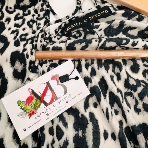 NWT America and Beyond animal print sheer maxi dress size large - Picture 8 of 9